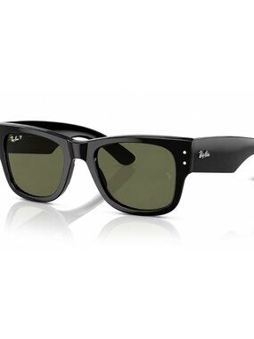 NEW RAY-BAN RB0840S Polished Black Square Green Lens 51-21